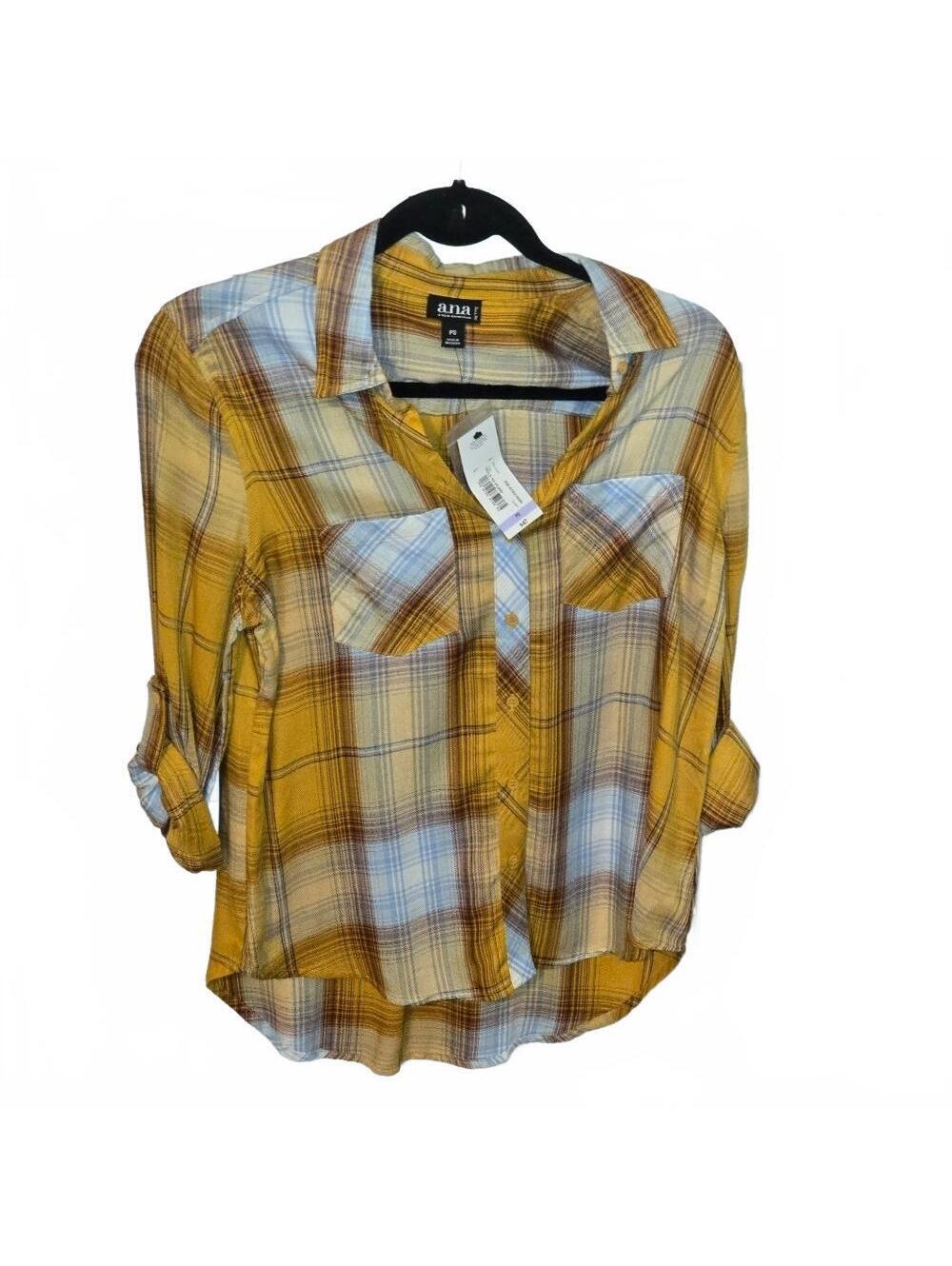 A New Approach Plaid Button Down Shirt Small Petite NWT